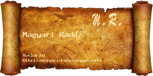 Magyari Radó névjegykártya